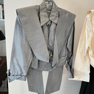 M866 Vintage Marisa Baratelli Tie Front Top, Armani Jacket, Black Skirt