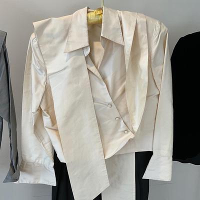 M866 Vintage Marisa Baratelli Tie Front Top, Armani Jacket, Black Skirt