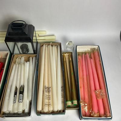 G947 Large Lot Of Vintage Taper Candles & Lanterns