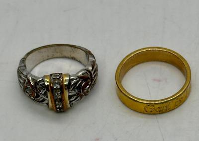 Sale Photo Thumbnail #261: In good condition. Silvertone ring is size 6.5, goldtone ring is size 7.5.