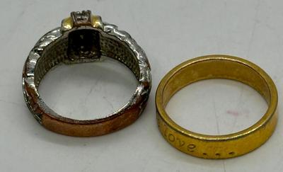 Sale Photo Thumbnail #262: In good condition. Silvertone ring is size 6.5, goldtone ring is size 7.5.