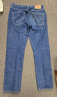 Sale Photo Thumbnail #302: In great condition, but there are two small light colored spots on back of left leg - see photos. They might come out in wash, but they might not.