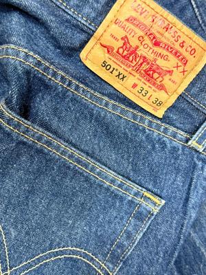 Sale Photo Thumbnail #304: In great condition, but there are two small light colored spots on back of left leg - see photos. They might come out in wash, but they might not.