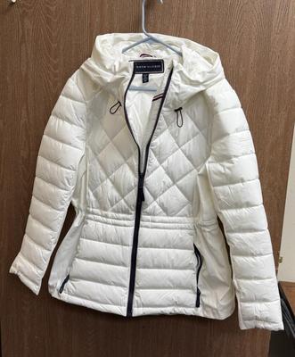 Sale Photo Thumbnail #129: White, Tailored-type fit. Like-new condition. With hood.