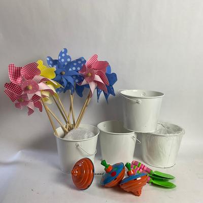 G983 Children's Pinwheels, TOPS, Four Garden Spades, Four White Buckets