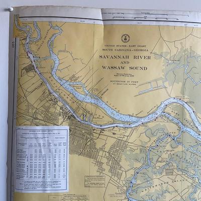 Z984 Vintage Savannah Rinver And Wassaw Sound 1967 Map