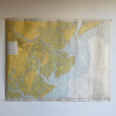 Z984 Vintage Savannah Rinver And Wassaw Sound 1967 Map