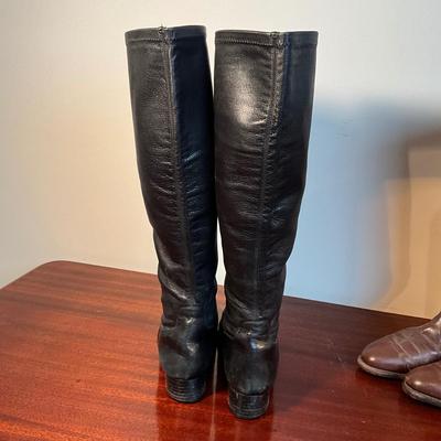 M890 1940's Womens Leather Riding Boots with Black Cole Haan