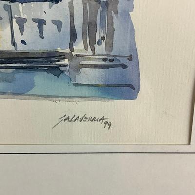 Z1063 Original Signed 1999 Watercolor Teatro Colon Opera House In Bueno Aires, Argentina