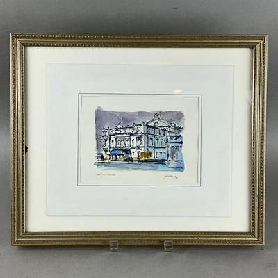 Z1063 Original Signed 1999 Watercolor Teatro Colon Opera House In Bueno Aires, Argentina