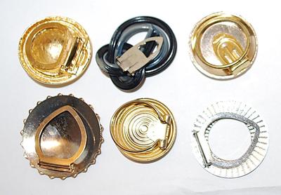Collection of 6 SCARF/LAPEL CLIPS in Gold, Silver and Acrylic Tones