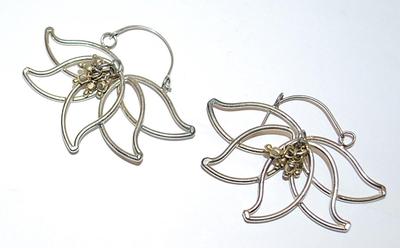 Silver Colored Wire "BUTTERFLY" EARRINGS Set with Cluster Accents and Wire Hook Clasp