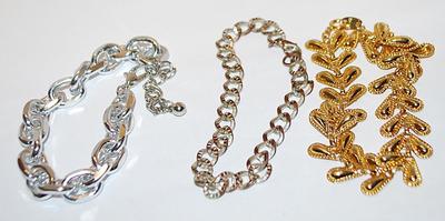 Collection of 3 Chain-Style BRACELETS ((2½"- 2¾" Opening) with Lobster and Circle Clasps