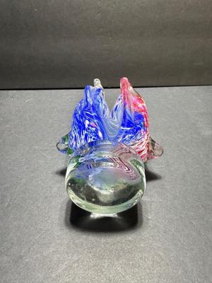 Murano art glass double penguin figurine.