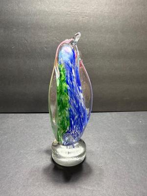 Murano art glass double penguin figurine.
