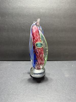 Murano art glass double penguin figurine.