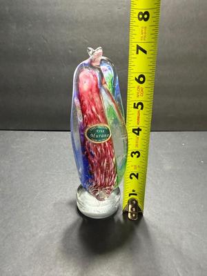 Murano art glass double penguin figurine.
