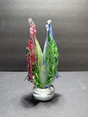 Murano art glass double penguin figurine.