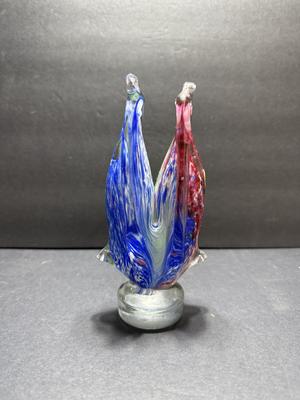 Murano art glass double penguin figurine.