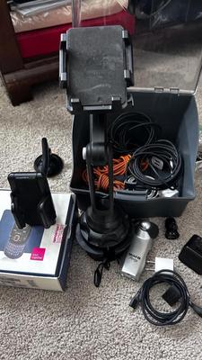 SEVERAL IPHONE CORDS, C-TYPE CORDS, CAR PHONE HOLDERS, SAMSUNG PHONE, AND MORE!