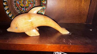 DOLPHIN MADE OF STONE AND MEXICO PLATES