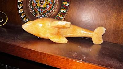 DOLPHIN MADE OF STONE AND MEXICO PLATES