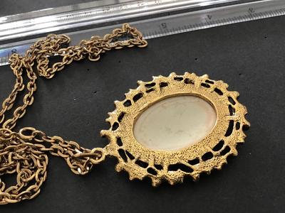 Vintage Porcelain/ Ceramic Pendant with Chain Necklace