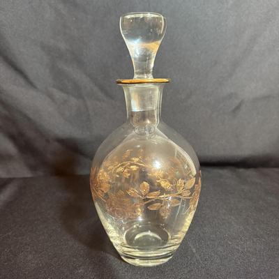 Gilded Rose Decanter Set with Savoir Vivre-Style Floral Bowl (P-HS)