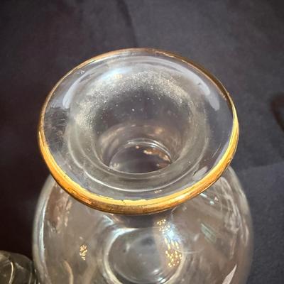 Gilded Rose Decanter Set with Savoir Vivre-Style Floral Bowl (P-HS)