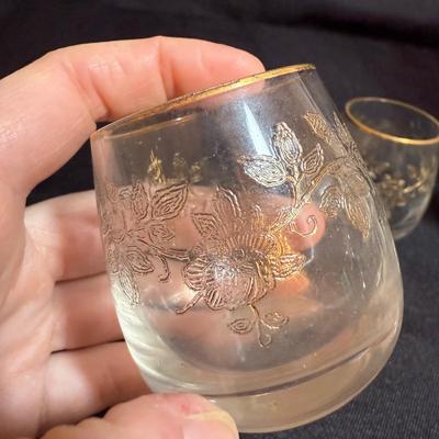 Gilded Rose Decanter Set with Savoir Vivre-Style Floral Bowl (P-HS)