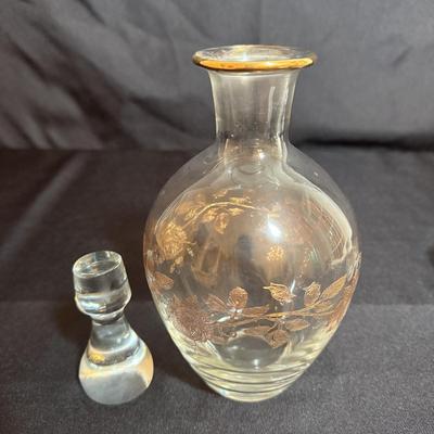 Gilded Rose Decanter Set with Savoir Vivre-Style Floral Bowl (P-HS)