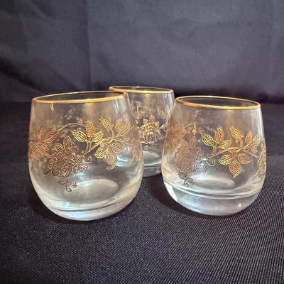 Gilded Rose Decanter Set with Savoir Vivre-Style Floral Bowl (P-HS)