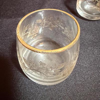 Gilded Rose Decanter Set with Savoir Vivre-Style Floral Bowl (P-HS)