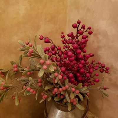 LOT 32: Winter Decor-Slate Angel Wall Hanging, Decorative Metal Milk Can & Wreath
