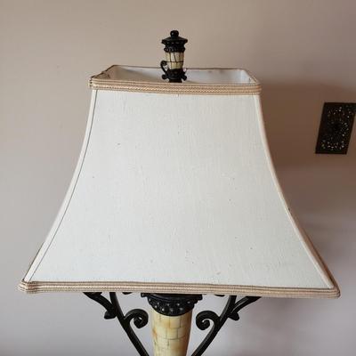 LOT 38: Victorian Style Oval Top Table with Decorative Table Lamp