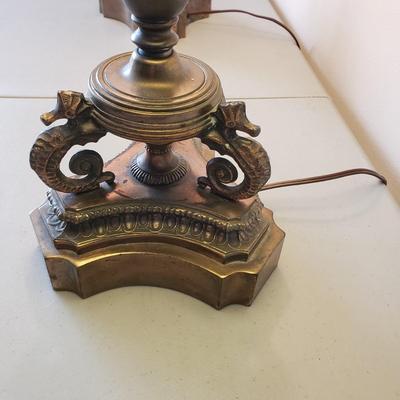 LOT 39: Pair of Crystal and Brass Seahorse Table Lamps