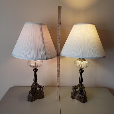 LOT 39: Pair of Crystal and Brass Seahorse Table Lamps