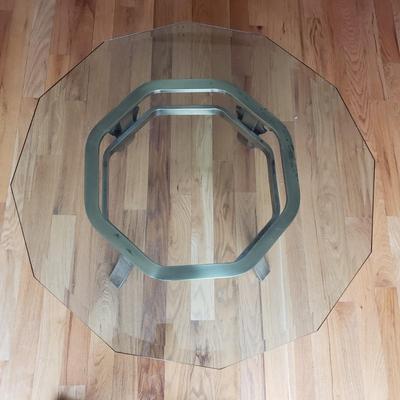 LOT 41: Mid Century Brass Glass Top Coffee Table