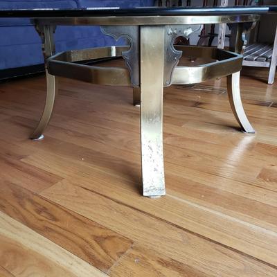 LOT 41: Mid Century Brass Glass Top Coffee Table