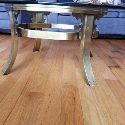 LOT 41: Mid Century Brass Glass Top Coffee Table