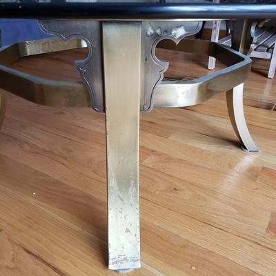 LOT 41: Mid Century Brass Glass Top Coffee Table