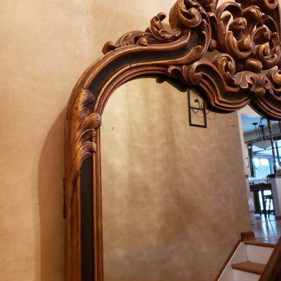 LOT 44: Antique Gold Gilded Hand Carved Mirror