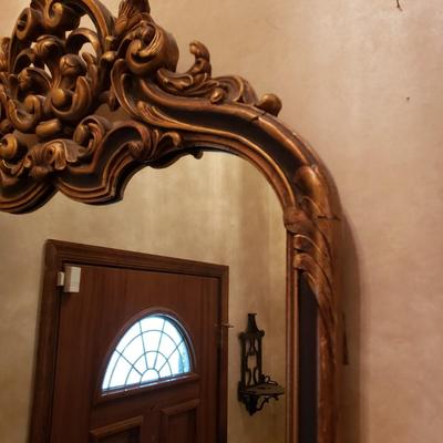 LOT 44: Antique Gold Gilded Hand Carved Mirror