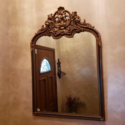 LOT 44: Antique Gold Gilded Hand Carved Mirror