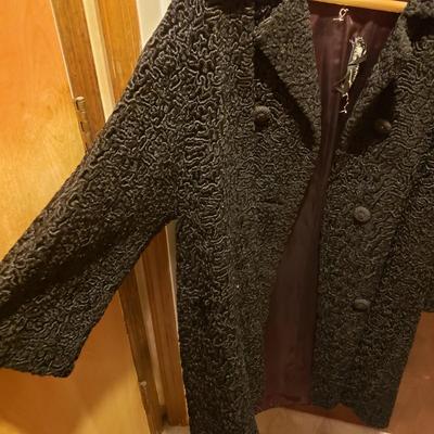 LOT 46: Pair of Vintage Black Curly Lamb Wool Jackets