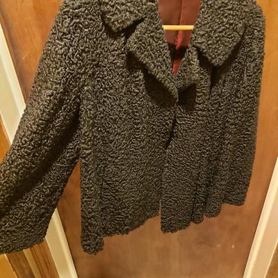LOT 46: Pair of Vintage Black Curly Lamb Wool Jackets