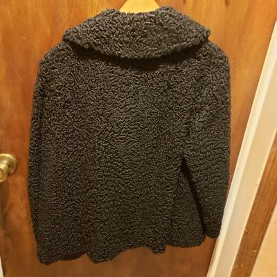 LOT 46: Pair of Vintage Black Curly Lamb Wool Jackets