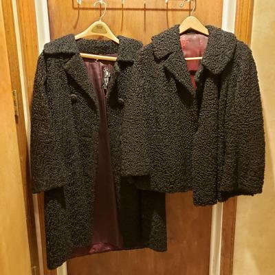 LOT 46: Pair of Vintage Black Curly Lamb Wool Jackets
