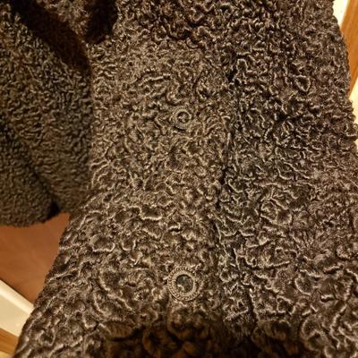 LOT 46: Pair of Vintage Black Curly Lamb Wool Jackets