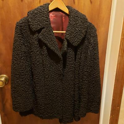 LOT 46: Pair of Vintage Black Curly Lamb Wool Jackets